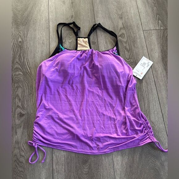 ZeroXposur Womens Plus Size Ruched Tankini Top - Picture 1 of 5